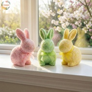 PEWANYMX Rabbit Easter Figurine, Colorful Handmade Easter Bunny Ornament, Creative Gift Simulation B