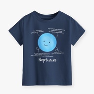 Boys Girls Top with Neptune Planet Motif in Navy Color