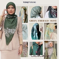 [TEMA HIJAU] TUDAY TUDUNG BAWAL PRINTED BIDANG 48 RAYA 2026 SAGE GREEN OLIVE EMERALD FLORAL HIJAB