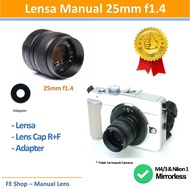 Manual Lens 25mm F1.4Fujian - Swirly, Uniq U Mirrorless sony, Fuji X, Olympus, Lumix, Canon M