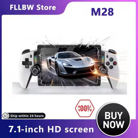 FLLBW M28 7.1 '' IPS Screen 256GB handheld game console supports large-scale PS2 games 3D dual joyst