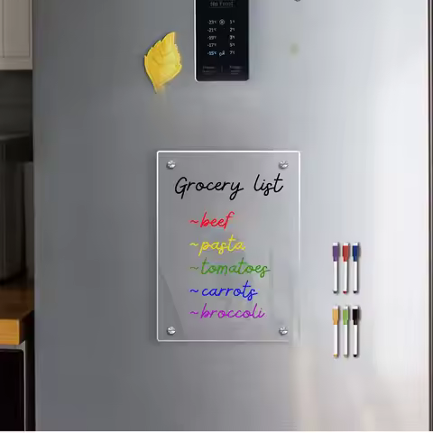 Magnetic Transparent Acrylic Week Plan Message Board Scratchable Magnetic Refrigerator Sticker