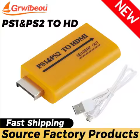 Grwibeou PS1/PS2 To HDMI-compatible Adapter Audio Video Converter Up To1080p Output for HDTV Monitor
