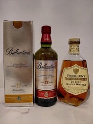 Ballantine's 17 years + President scotch whisky 2 bottles