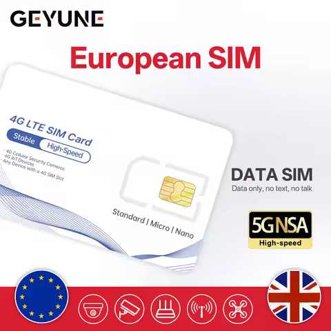 Europe Prepaid Data SlM Card,Coverage in Europe/UK Countries,High-Speed 5G/4G LTE,Data-only SIM Deal