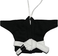 Brazilian Jiu Jitsu Keychain Black BJJ Gi with BJJ Belts White Blue Purple Brown Black Belt Gift, Wh