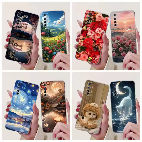 For Realme 7 Pro Case RMX2170 Cover Popular Flower Cartoon Soft Slim Silicone TPU Phone Cases For Re