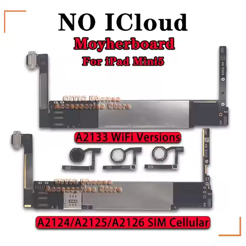 Original NO iCloud For IPad mini5 Logic Board A2133 WIFI Versions A2124 A2125 A2126 3G SIM Cellular 