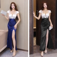 Night Club KTV Club Sexy Deep v Slim Dress Split Long Dress Evening Dress Women
