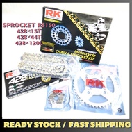 HONDA RS150 RS150R RSX150 RK MOTORCYCLE STEEL CHAIN AND SPROCKET SET 428×120L / 15T / 44T RK ORING SPOCKET