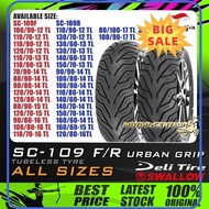 ⭐ [100% ORIGINAL] ⭐ TAYAR MOTORSIKAL SWALLOW SC109 URBAN GRIP TUBELESS TYRE 350,60,70,80,90,100,110,