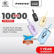 [3C Certified] Pineng PN-876PD 22.5W 10000mAh Fast Charge Built-in Cables Portable Power Bank PN876