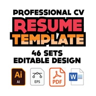 RESUME TEMPLATE | 46 set. Editable CV Design | Template Word, PDF, Ai, EPS | Mudah Edit & Profession
