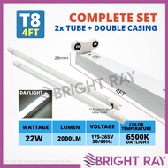 [FULL SET] DOUBLE 4FT T8 Led Tube Light LED Set Lampu Panjang Lampu Kalimantang LED Ceiling Light Led Tube With Casing