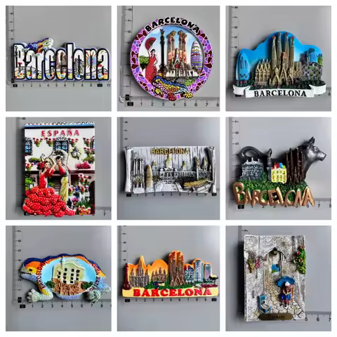 Barcelona Souvenir Sagrada Spain Dance City Gaudi Bull Ornament Mosaic Lizard Spain Street Fridge Ma