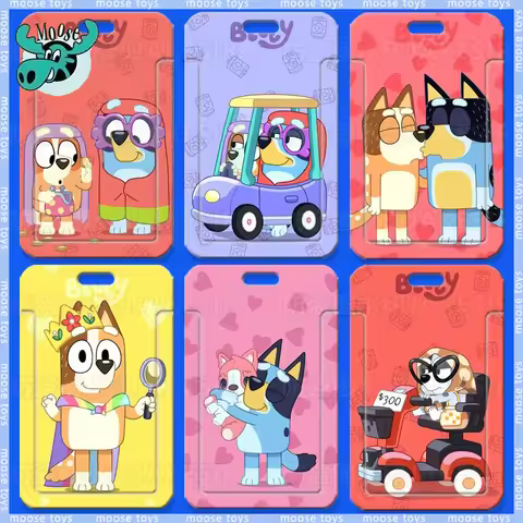 Bluey Card Holder Bingo Cartoon Student Meal Card Bus Card Slider Card Holder ID Protective Cover Ac