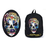 Can Install Medium Size Ed hardy Geisha Skull Backpack Double Shoulder Bag Trendy School *