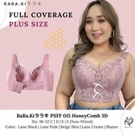RARAKI PSFF 015 Plus-Size Honeycomb 3D Corrective Bra Full Coverage Size 38-52 C/D/E/F Cup 5-Hook Z-