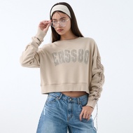 [ERSS] Women's Short Top Trendy Cool Different Material Drawstring Wrinkle Feel Short Version TEE Li