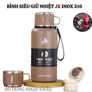 JK CUP 304 stainless steel thermos bottle, 1000ml capacity, smart design, drinking CUP