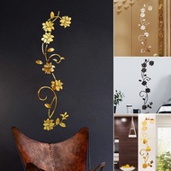 #FEEL-IMB# Flower Vine Acrylic Mirror Removable DIY Wall Sticker Decal Manual Home Decor