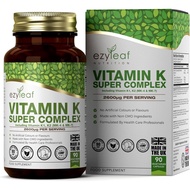 Ezyleaf Vitamin K Super Complex | Vitamin K2 MK7 - Vitsmin-K2 MK4 - VIT K1 | 2600µg per Capsule | 90