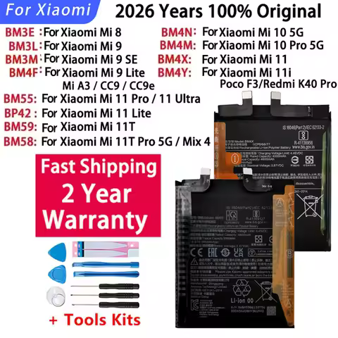 Original Battery For Xiaomi Mi 8 9 10 11 11i 11T Ultra SE Lite 5G Batteries BM4F BM4N BM4X BM4Y BM3L
