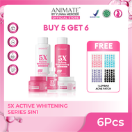 Animate 5x Active Whitening Series 5in1 [Set 5 Pcs] | Toner / Facial Wash / Serum / Day Cream / Nigh