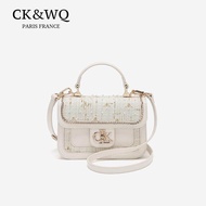 CK & WQ ผู้หญิงแบบเย็บปะกระเป๋าหรูหราฝรั่งเศสสำหรับผู้หญิงกระเป๋าสะพายข้างมือถือ