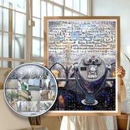 復古投幣式雙筒望遠鏡，附紐約天際線視圖照片列印