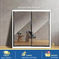 Free Installation | AZ Gavi White Anti-Jump Wardrobe | Almari Sliding | Almari 5/6/8 Kaki | Almari B