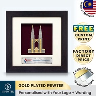 (JS Pewter) Wau Bulan | Gold Plated Pewter | 6" x 6" Solid Frame | Cenderahati Premium Corporate Gif