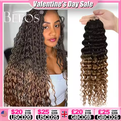 Ombre Brown #1B/30 Deep Wave Crochet Human Hair Hair Extensions Crochet Hair Extensions Pre-Separate