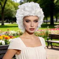 White Short Curly Afro Wig, Fluffy Synthetic Hair for Cosplay, Halloween, Clown Costume, Festival an