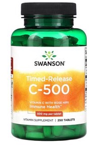 🌈Swanson, SW094 緩釋 Timed-Release C-500, 500 mg, 250 粒 🌈含玫瑰果的維生素C 高級長效緩釋型配方延長了身體對維生素C 的吸收🌈使用方式 作爲膳食補充