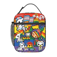 Tokidoki Kids Lunch box Insulated Bag Portable Lunch Tote School Grid Lunch Box for Boys Girls