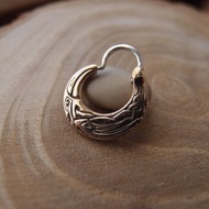 銅Odin Raven 男女通用耳環，帶銀圈，Huginn 和 Muninn