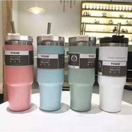 Tyeso 890ML Stainless Steel Thermos Tumbler Starbucks Macaron Mug Cup with Straw Thermos Bottle 890M