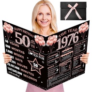 Large 50th Birthday Card with Envelope, Happy 50th Birthday Decorations for Women, 1976 Jumbo Birthd