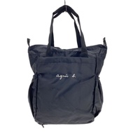 Agnes b. Tote Bag Purse 2WAY Nylon black plain Direct from Japan Secondhand