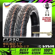 TAYAR KOMBO VIVA TUBELESS TYRE FT390 (BUNGA TAJAM) 90/80-17 + 120/70-17 FOR RS-X,RSX,RS150R,FZ150,VF