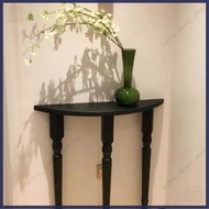 Light Luxury Curved Solid Wood Entrance Console Table Modern Black Hall Display Stand