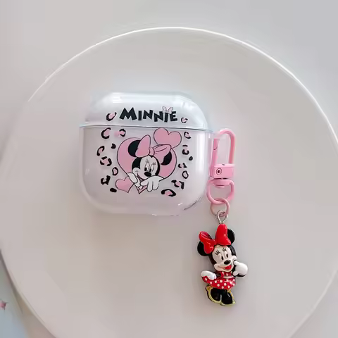 Minnie Earphone Case For Apple Airpods 4 1/2 3 Gen Pro2 Pro3 2025 Clear TPU Earpods Charging Protect