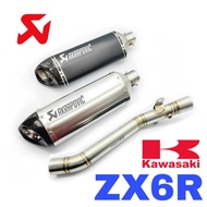 Akrapovic Exhaust Kawasaki ZX6R Long Slip On Tabung Muffler Stainless Piping Accessories Motor ZX6 6
