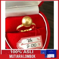 cincin emas 22 karat mutiara laut lombok south sea asli mewah premium - hitam 8