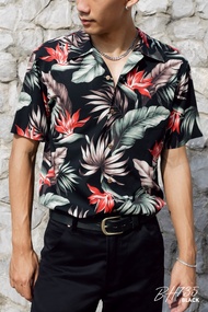 Simple&Raw - เสื้อเชิ้ต BH735 BlueHawaii Shirts (Black)