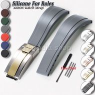 20mm Waterproof Silicone Watchband for Rolex Water Ghost Daytona GMT Submariner Rubber Watch Strap f