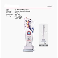 ACRYLIC VOLLEYBALL TROPHY | Volleyball Award | Acrylic + Crystal + Wood Base | Sports Trophy