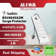 BELKIN 8 Gang 2 USB BSV804SA2M 2M Surge Protector Extension Plug Socket Power Strip