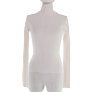 สภาพดีเยี่ยม☆HERMES 24AW 4H2624D9 เสื้อไหมพรมขนแกะปักลายคอเต่าแขนยาวสีงาช้าง ไซส์ 36 ผลิตในอิตาลี สำ